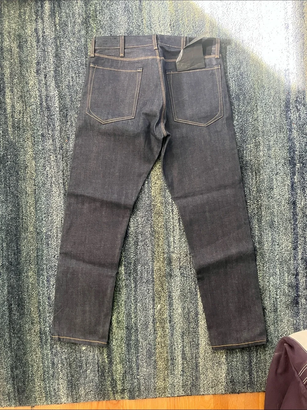 rag & bone Raw Selvedge Denim Dark Blue Slim Straight Jeans